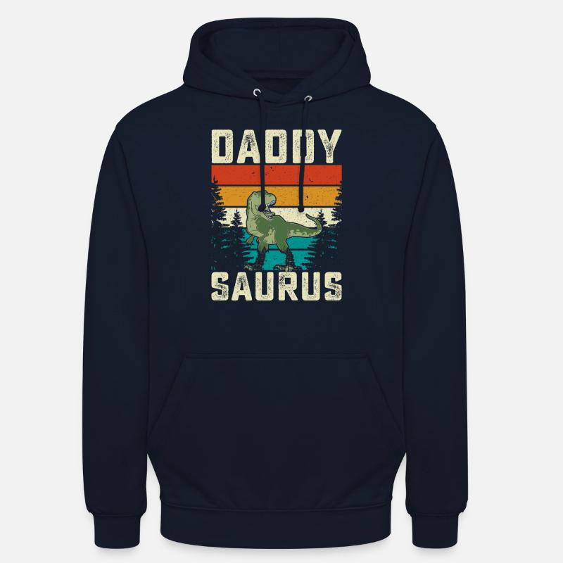 Daddy Saurus Regenbogen Hintergrund Dino - Unisex Hoodie - Navy