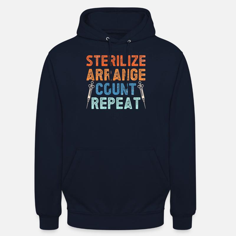 Sterilizing, arranging, counting, repeating - - Unisex Hoodie - navy