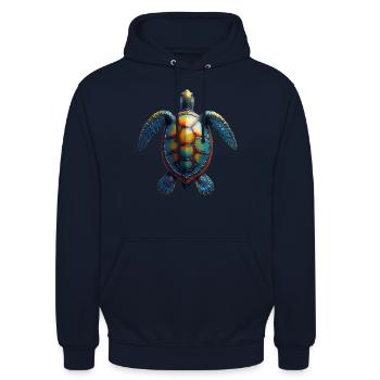 Amoureux des tortues de mer Motif safari animalier - Sweat-shirt à capuche unisexe - marine - Devant - Alina (178cm) & Michal (187cm)