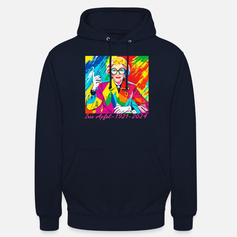 Illustration, bunt, Graffiti, Iris Apfel - Unisex Hoodie - Navy