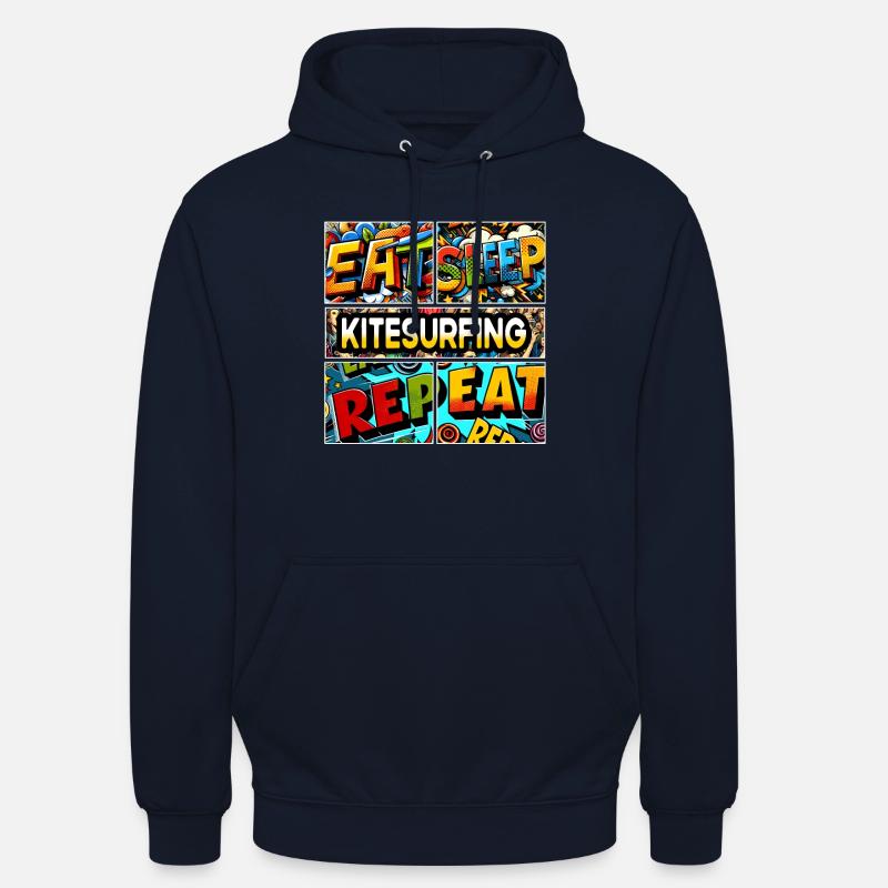 Manger dormir Répétition du kitesurf - Sweat-shirt à capuche unisexe - marine