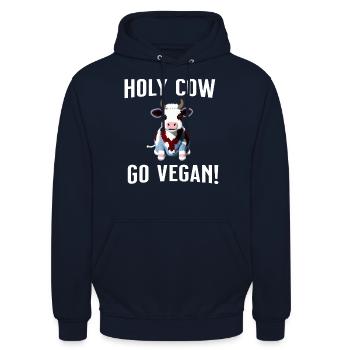 Vache sacrée - vache douce - Sweat-shirt à capuche unisexe - marine - Devant - Alina (178cm) & Michal (187cm)