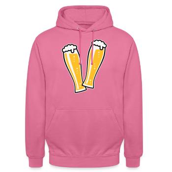 2 Weißbiergläser Stoßen An (Bier Weizenbier / 3C) - Unisex Hoodie - Pink - Vorne - Alina (178cm) & Michal (187cm)
