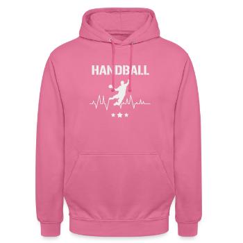Handball EKG Herzschlag Puls Sprungwurf - Unisex Hoodie - Pink - Vorne - Alina (178cm) & Michal (187cm)