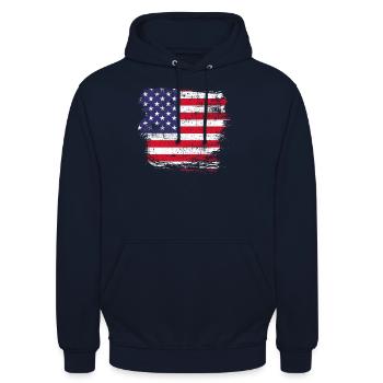 USA Amerika Flagge - Unisex Hoodie - Navy - Vorne - Alina (178cm) & Michal (187cm)
