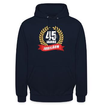 45 Jahre Jubiläum Dienstjubiläum Firma - Unisex Hoodie - Navy - Vorne - Alina (178cm) & Michal (187cm)