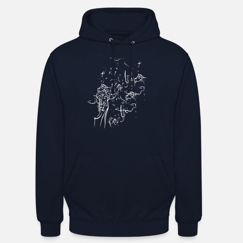 Conception abstraite - ligne / blanc - Sweat-shirt à capuche unisexe - marine