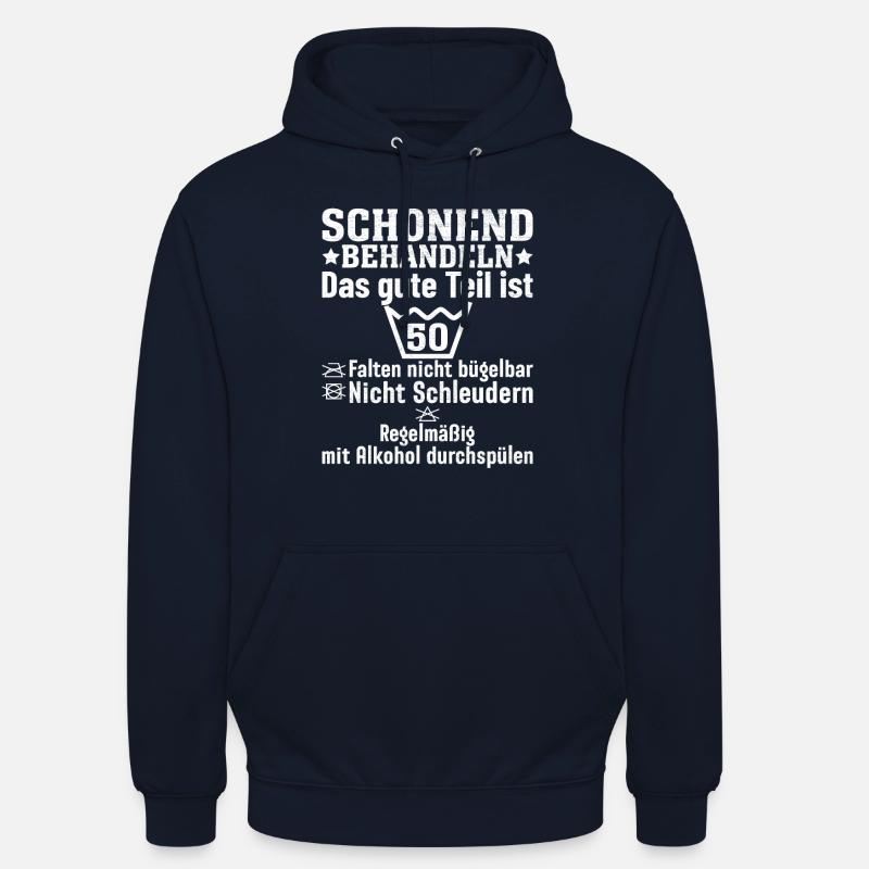 Instructions d’entretien 50 ans - Sweat-shirt à capuche unisexe - marine