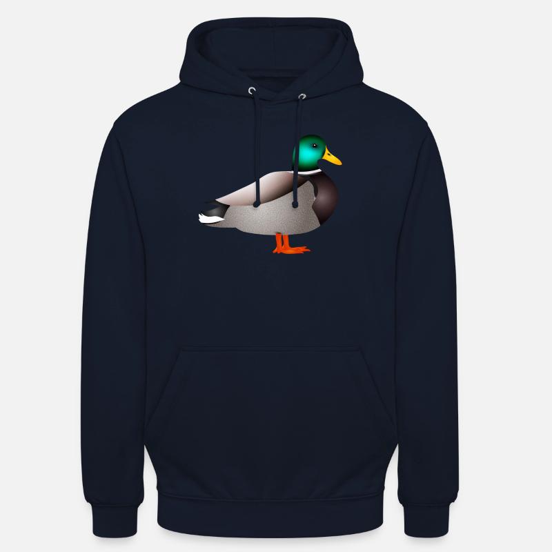 handgezeichnete männliche Ente Erpel oder Enterich - Unisex Hoodie - Navy