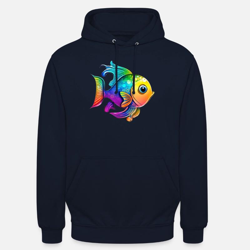 Fisk regnbue tegning - Unisex-hettegenser - marine