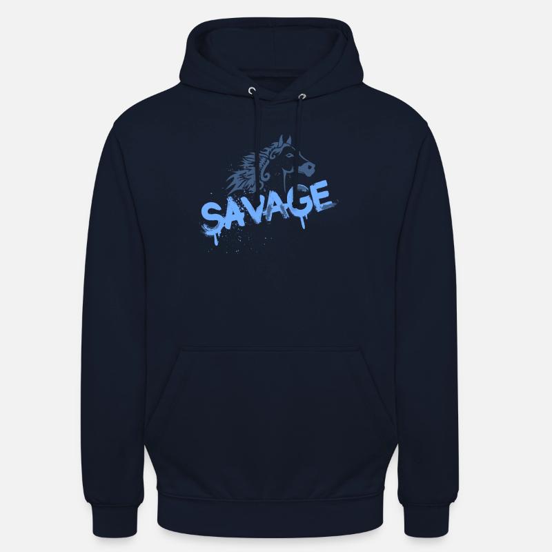 Conception de graffiti de cheval sauvage - Sweat-shirt à capuche unisexe - marine