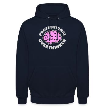 Logo drôle d’anxiété drôle et sombre de la réflexion professionnelle - Sweat-shirt à capuche unisexe - marine - Devant - Alina (178cm) & Michal (187cm)