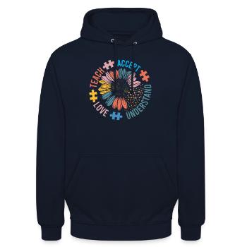 Teach Accept Understand Love Autism Awareness - Unisex Hoodie - navy - Front - Alina (178cm) & Michal (187cm)