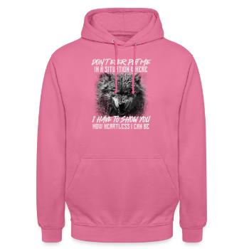 À quel point je peux être sans cœur - Wolf Lover Wildlife - Sweat-shirt à capuche unisexe - rose - Devant - Alina (178cm) & Michal (187cm)