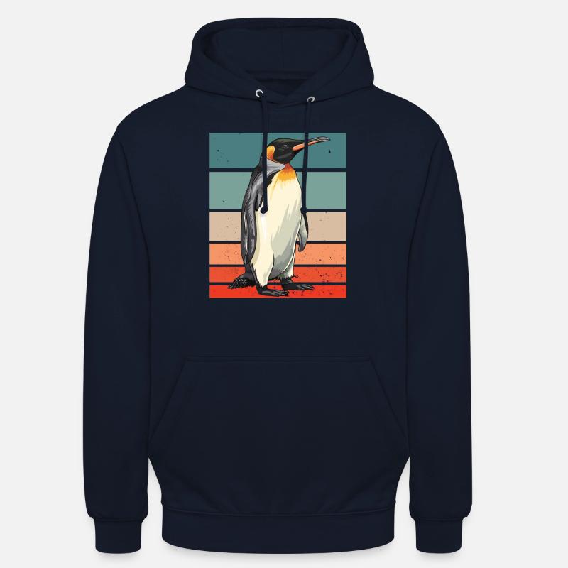 Pingouin rétro - Sweat-shirt à capuche unisexe - marine