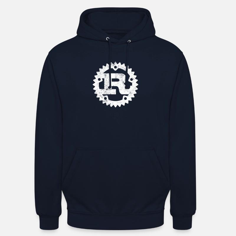 Rust Programming Logo Print Distressed - Unisex Hoodie - Navy