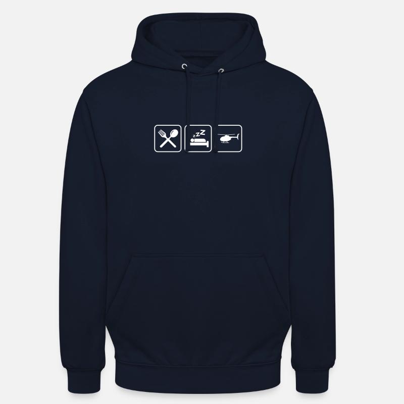 Helicopter - Eat, Sleep, Fly Helicopter - Sweat-shirt à capuche unisexe - marine
