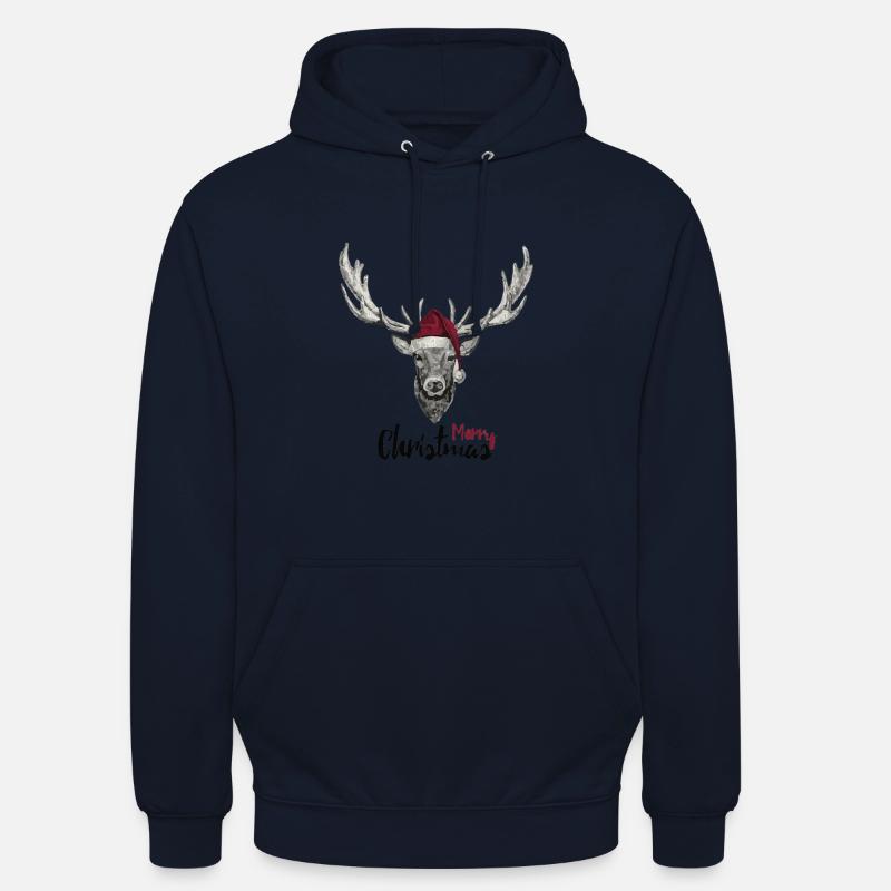 Cerf avec chapeau de Noël - Sweat-shirt à capuche unisexe - marine