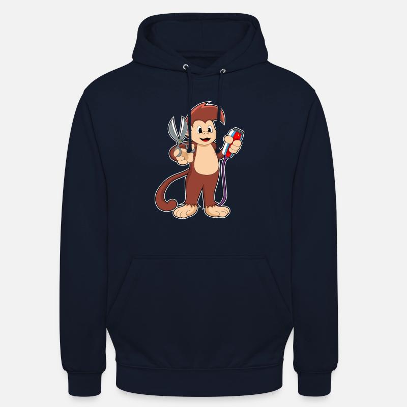 Ciseaux de coiffeur singe - Sweat-shirt à capuche unisexe - marine