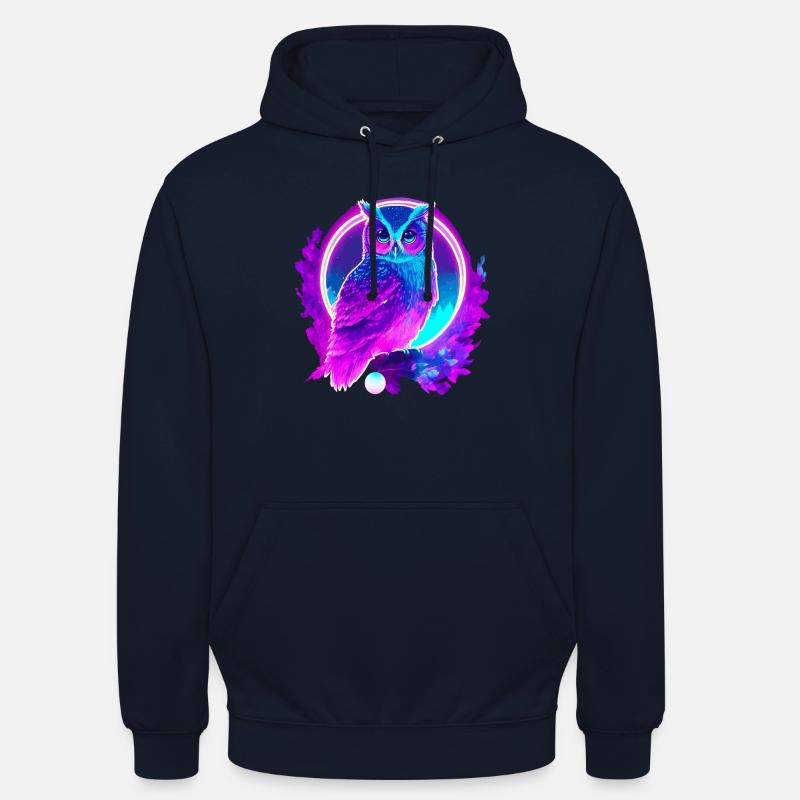 Eule Neon Moon Synthwave - Unisex Hoodie - Navy