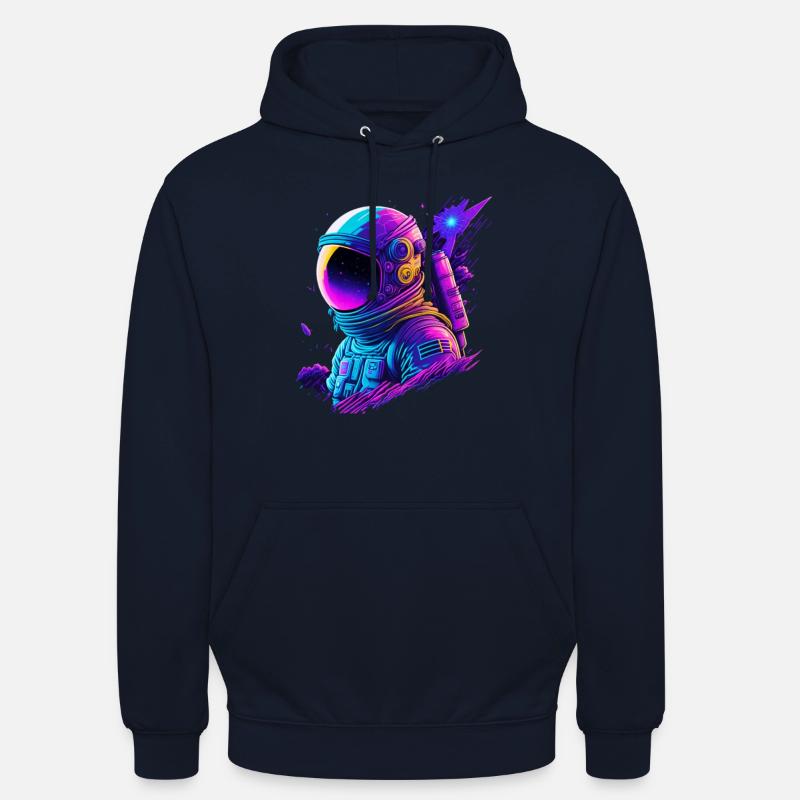 Synthwave Astronaut Space Explorer - Unisex Hoodie - Navy