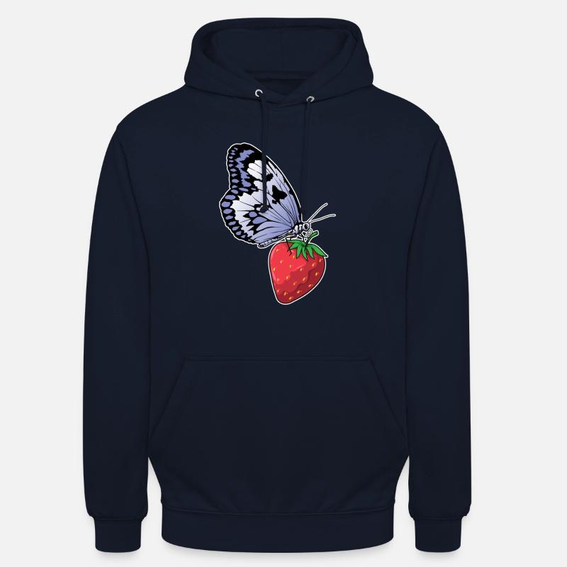 Fraise papillon - Sweat-shirt à capuche unisexe - marine