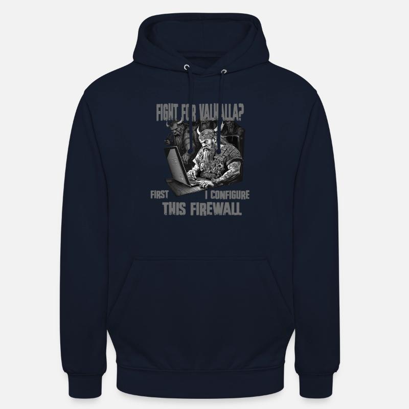 Firewall first Wikingerprogrammierer schwarz weiss - Unisex Hoodie - Navy