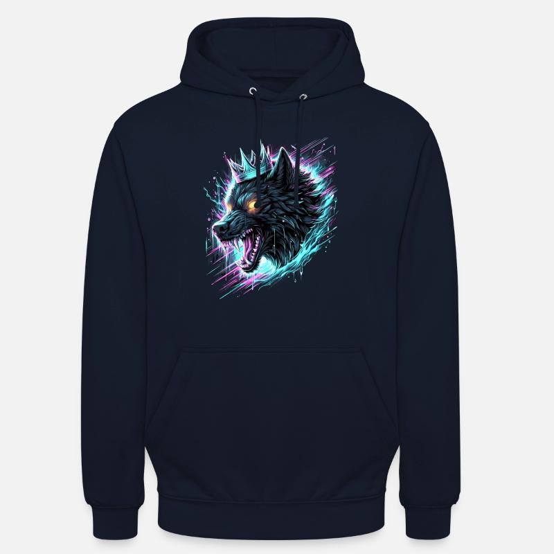 Royal Wolf Synthwave - Sweat-shirt à capuche unisexe - marine