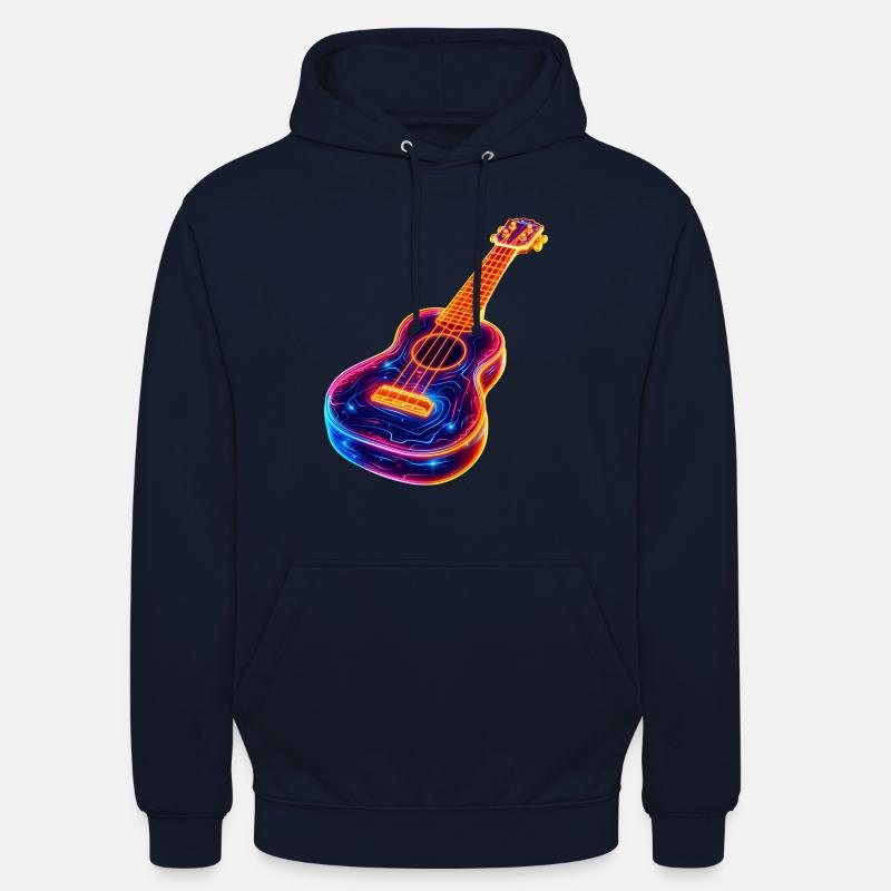 Ukulélé Synthwave - Sweat-shirt à capuche unisexe - marine