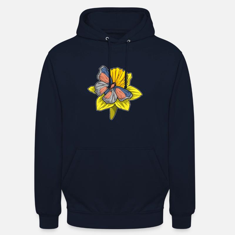 Jonquille papillon - Sweat-shirt à capuche unisexe - marine