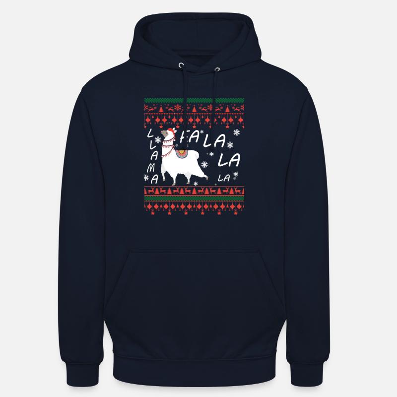 Pull de Noël moche Llama - Sweat-shirt à capuche unisexe - marine