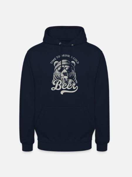 Bierzeit Bär mit Sonnenbrille - Unisex Hoodie - Navy