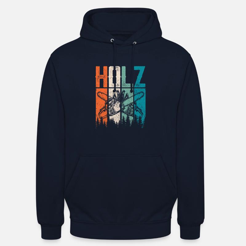 Scie à tronçonneuse Conception rétro - Sweat-shirt à capuche unisexe - marine