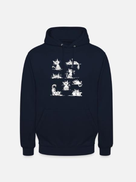 Lustige Katzen Doodle | Katzenfreund Geschenk - Unisex Hoodie - Navy