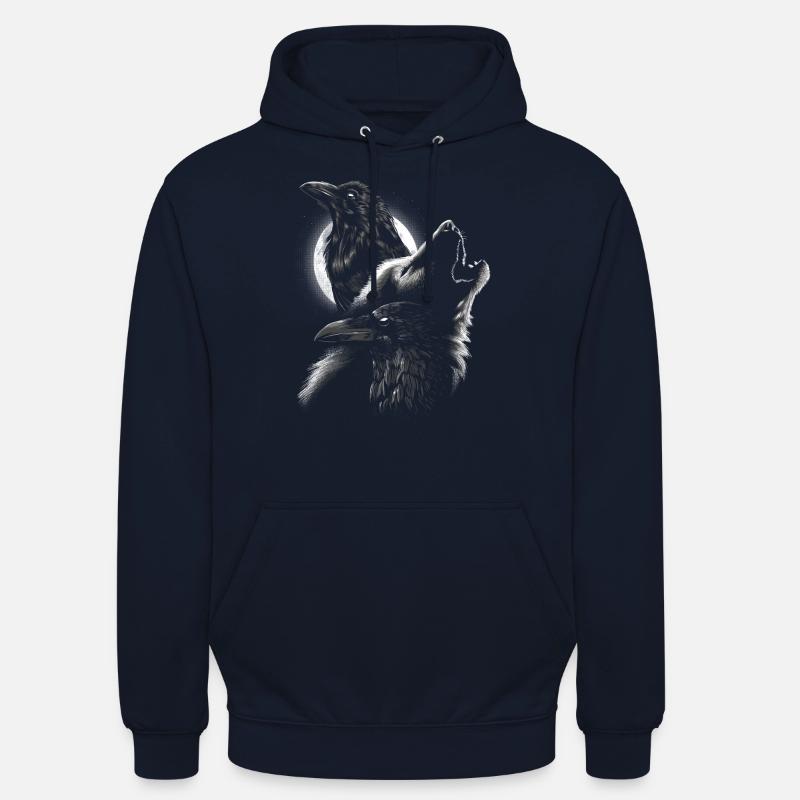 Wolf with crows - Unisex Hoodie - navy