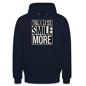 parler moins sourire plus - Sweat-shirt à capuche unisexe - marine - Devant - Alina (178cm) & Michal (187cm)
