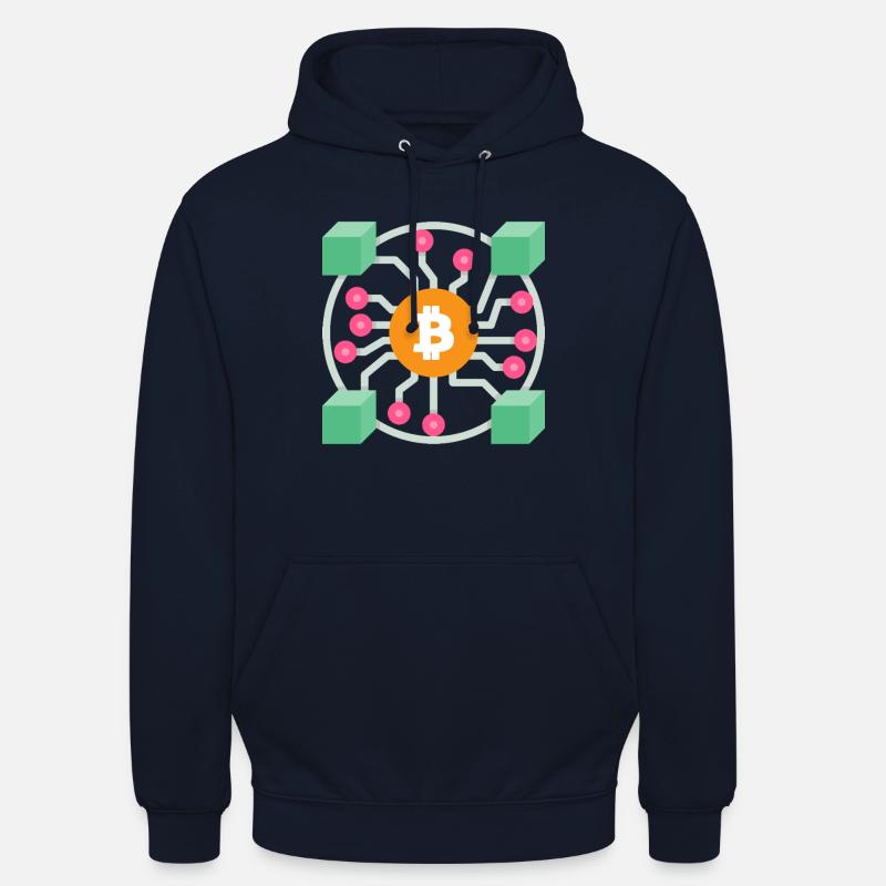 Conception de la blockchain Bitcoin - Sweat-shirt à capuche unisexe - marine