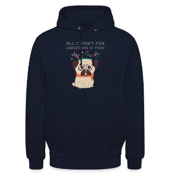 All i want for Christmas is food Funny Dog - Unisex Hoodie - Navy - Vorne - Alina (178cm) & Michal (187cm)
