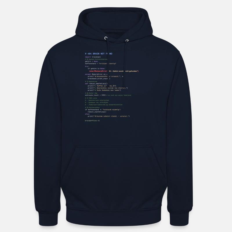 404 Cerveau introuvable Code Python Sweat-shirt à capuche unisexe