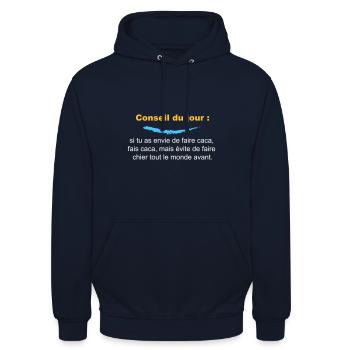 Conseil du jour - Sweat-shirt à capuche unisexe - marine - Devant - Alina (178cm) & Michal (187cm)