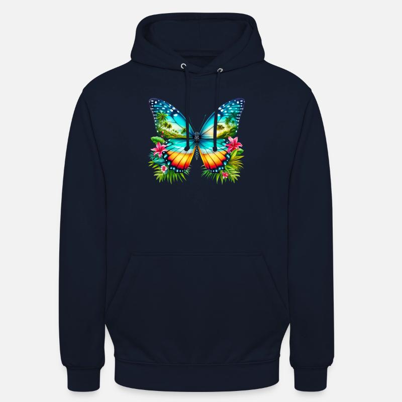 Papillon - Sweat-shirt à capuche unisexe - marine