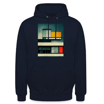 Bauhaus-Stil Architektur inspiriert Design - Unisex Hoodie - Navy - Vorne - Alina (178cm) & Michal (187cm)