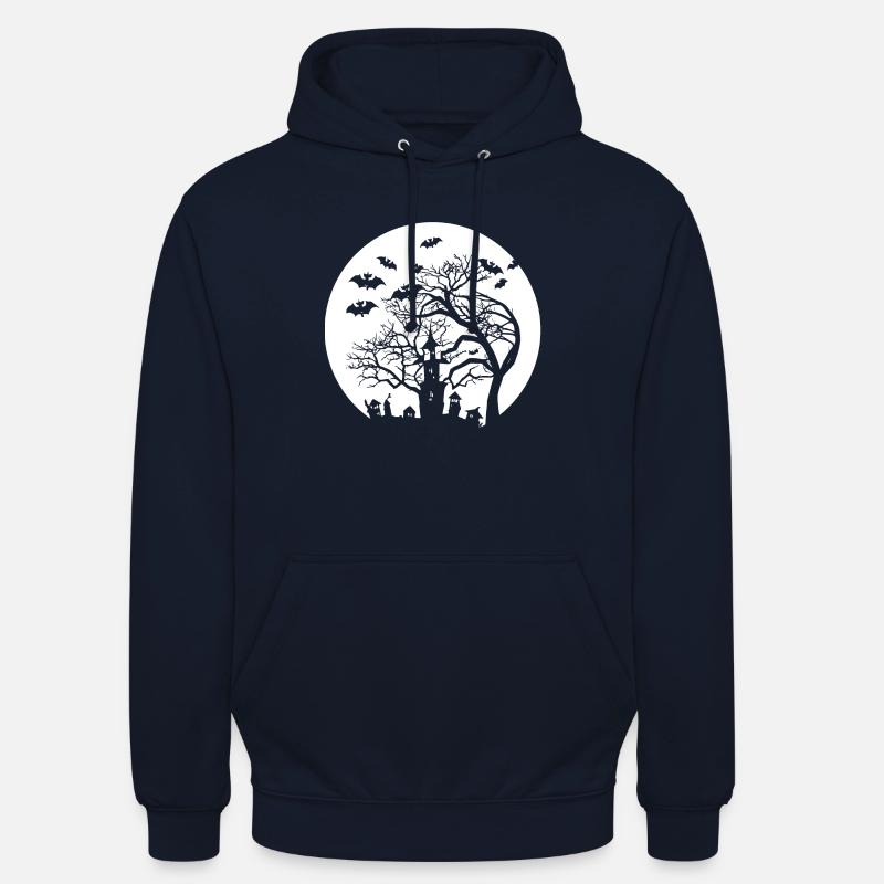 Helloween Tree with Bats - Unisex Hoodie - Navy