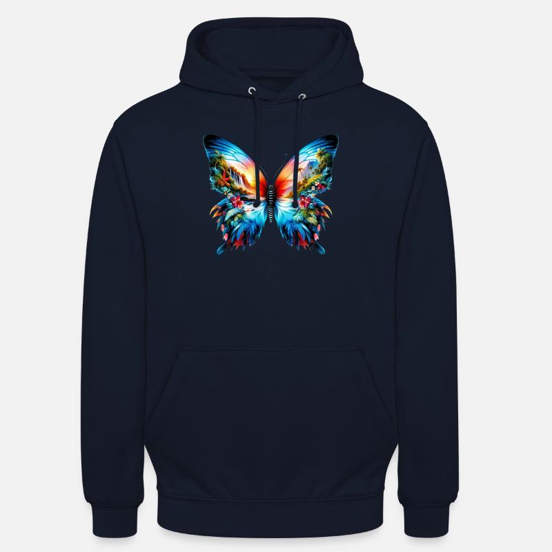 Papillon - Sweat-shirt à capuche unisexe - marine