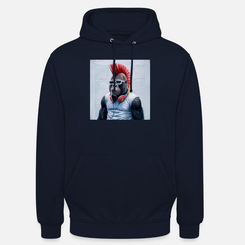 Singe avec mohawk - Sweat-shirt à capuche unisexe - marine