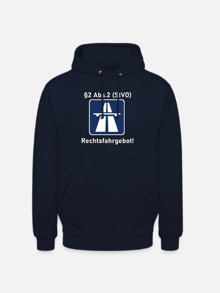 Rechtsfahrgebot Autobahn - Unisex Hoodie - Navy