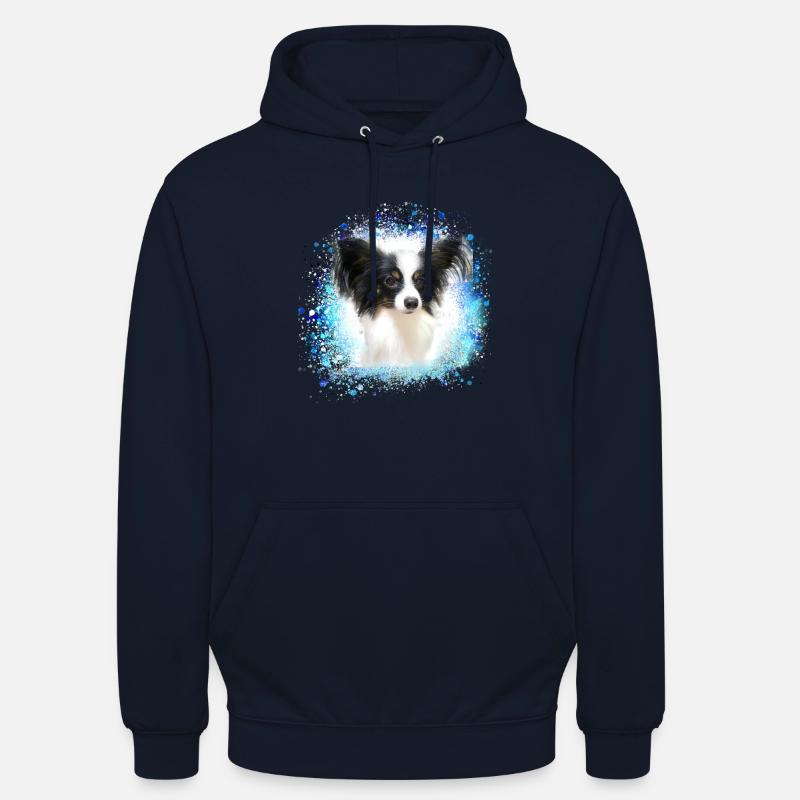 papillon,chien,spitz,zwergspitz,pompon - Sweat-shirt à capuche unisexe - marine