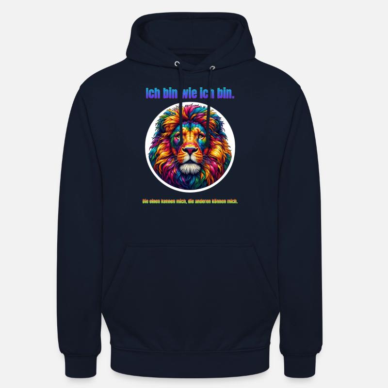 Löwe psychedelisch mit Spruch - Unisex Hoodie - Navy