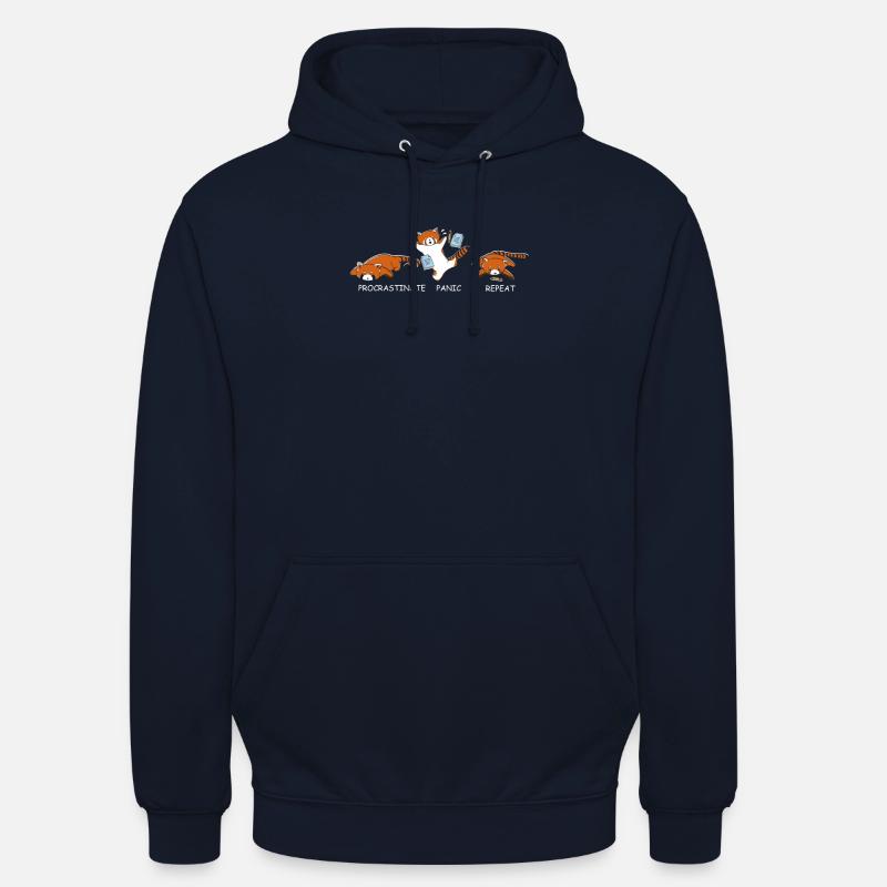 Procrastiner panic Repeat - attendre - Sweat-shirt à capuche unisexe - marine