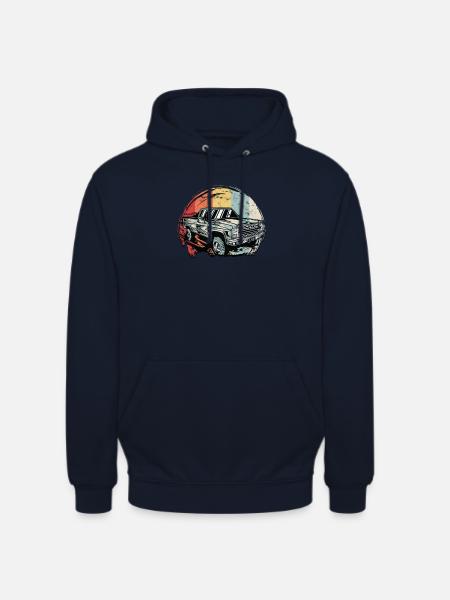LKW mit Retro-Hintergrund - LKW - Unisex Hoodie - Navy
